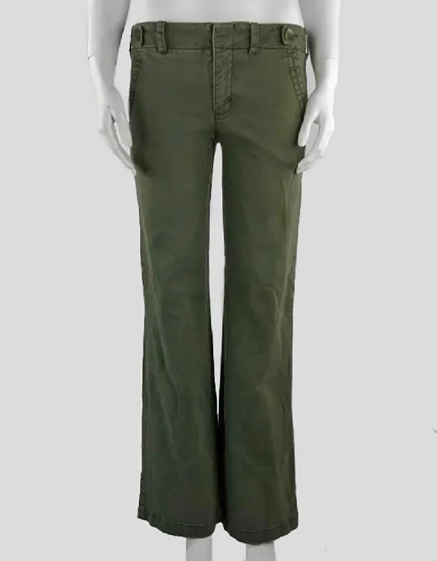 Vince Straight Leg Army Green Cotton Pants Size 2 US