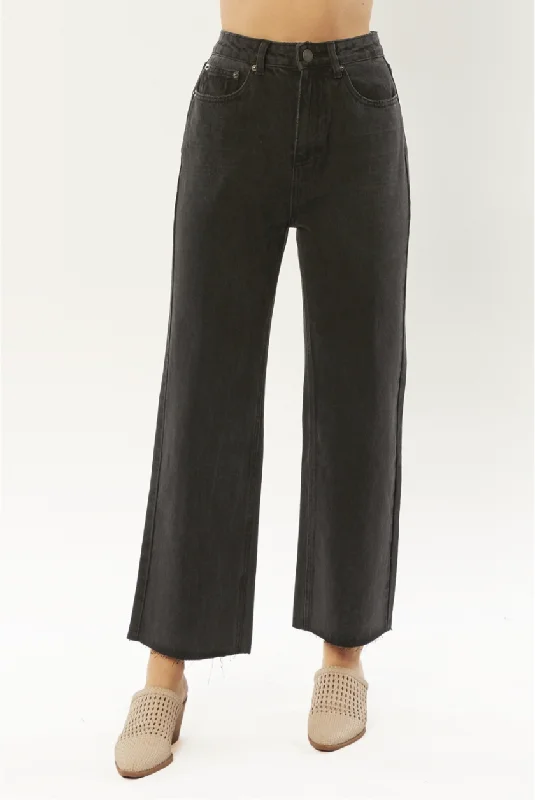 Gabi Crop Flare WVN Denim Pant - Washed Black