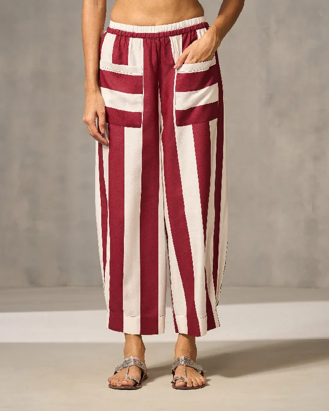 Serene Pants - Red & Ivory Stripes