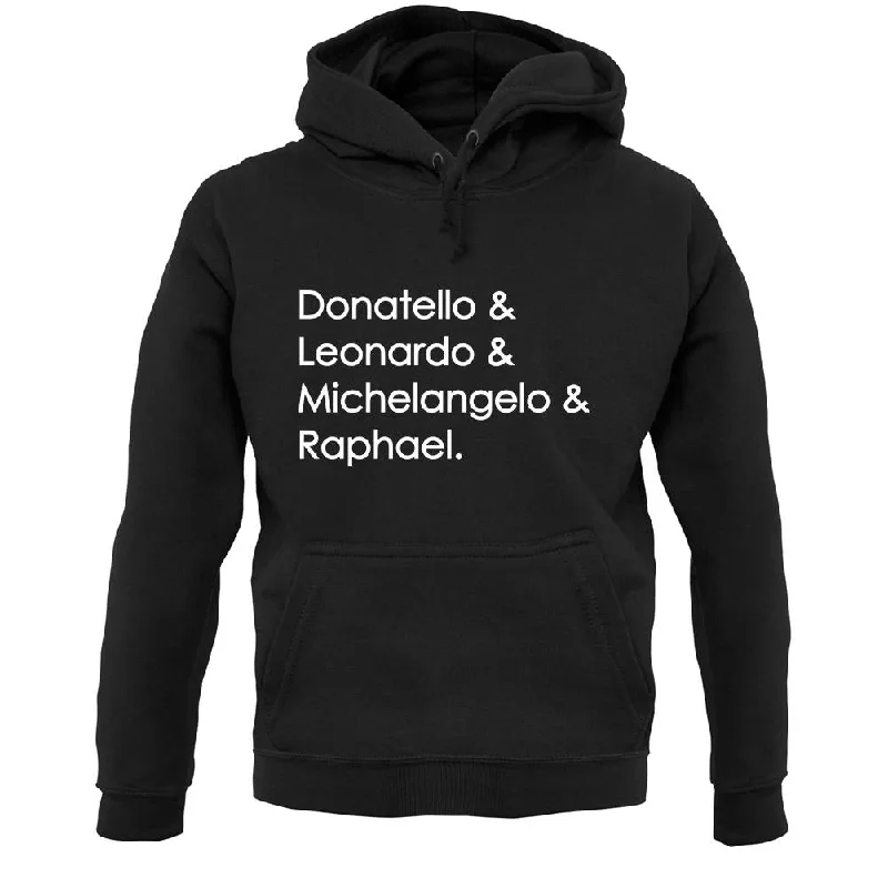 Ninja Turtle Names Unisex Hoodie