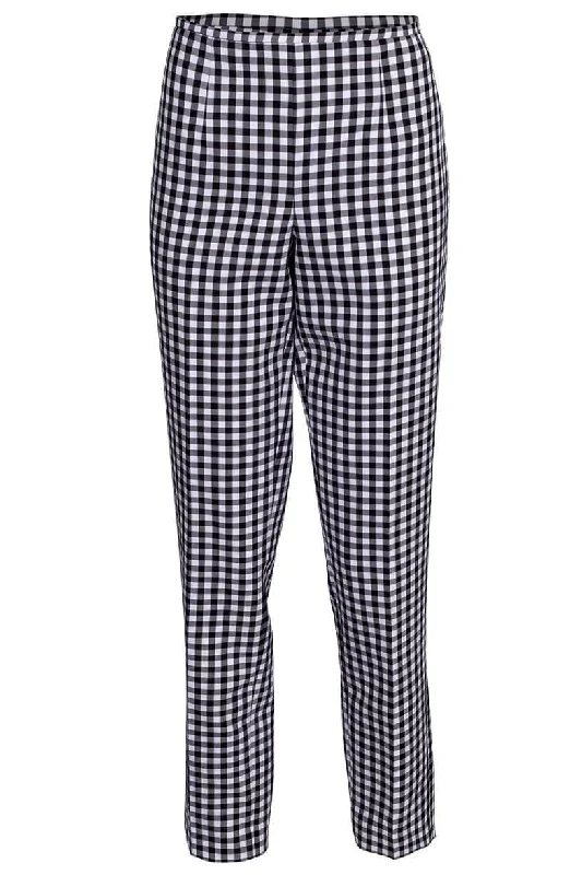 Gingham Cotton Side Zip Pant