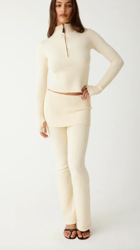 Mason Cloud Knit Flare Pant - French Vanilla