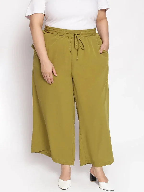 Army Green Plus Size Flared Women's Pants