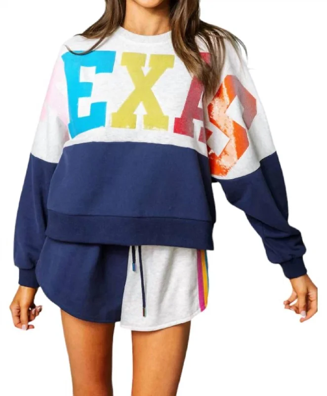 Texas Queen Colorblock Sweatshirt In Multi-Colored