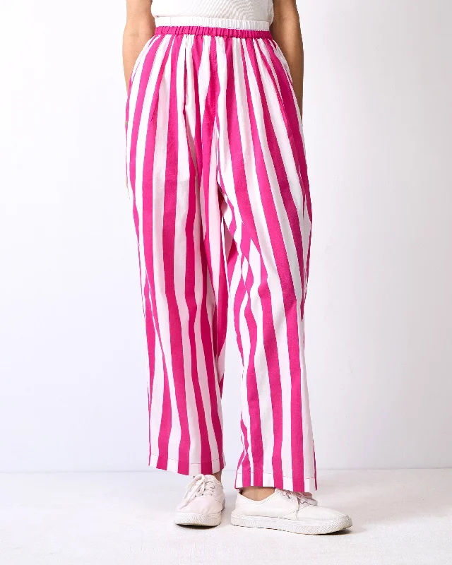 Recess Pants - Fuchsia & White Stripes