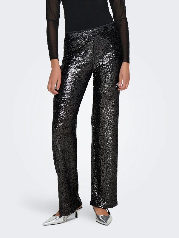 Γυναικείο παντελόνι παγιέτα ONLSTEO LIFE HW STR SEQUIN PANT TLR 15331740 | 15331740