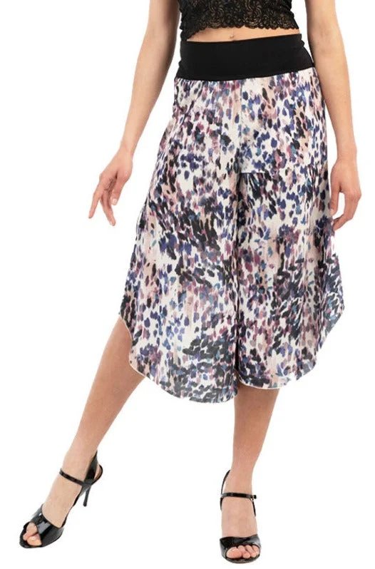 Spot Print Satin Capri Pants