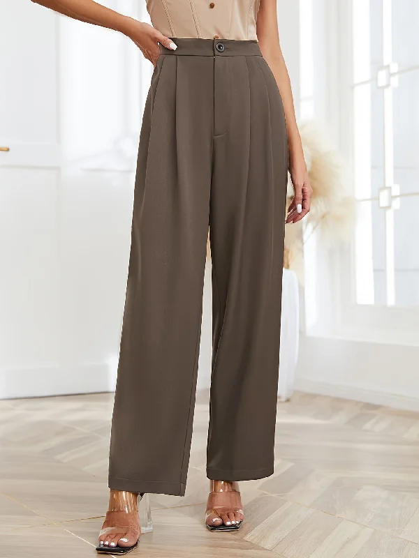 Casual Loose High Waist Solid Wide Leg Fashion Work Pants