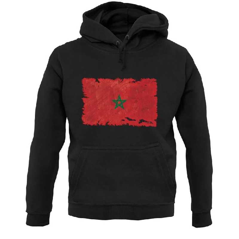 Morocco Grunge Style Flag Unisex Hoodie