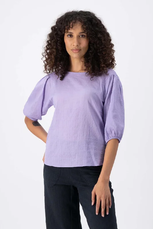 Barcelone Blouse Lilac in Seersucker Playful Puff Blouse