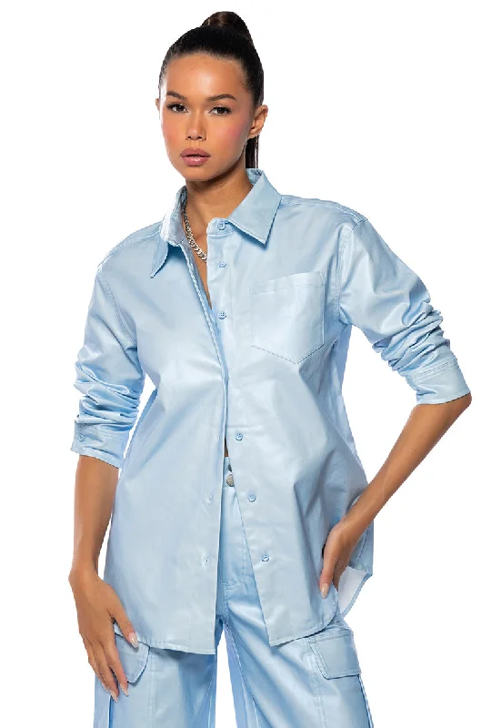 SEASIDE LOVERS BUTTON DOWN BLOUSE Airy Cotton Blouse