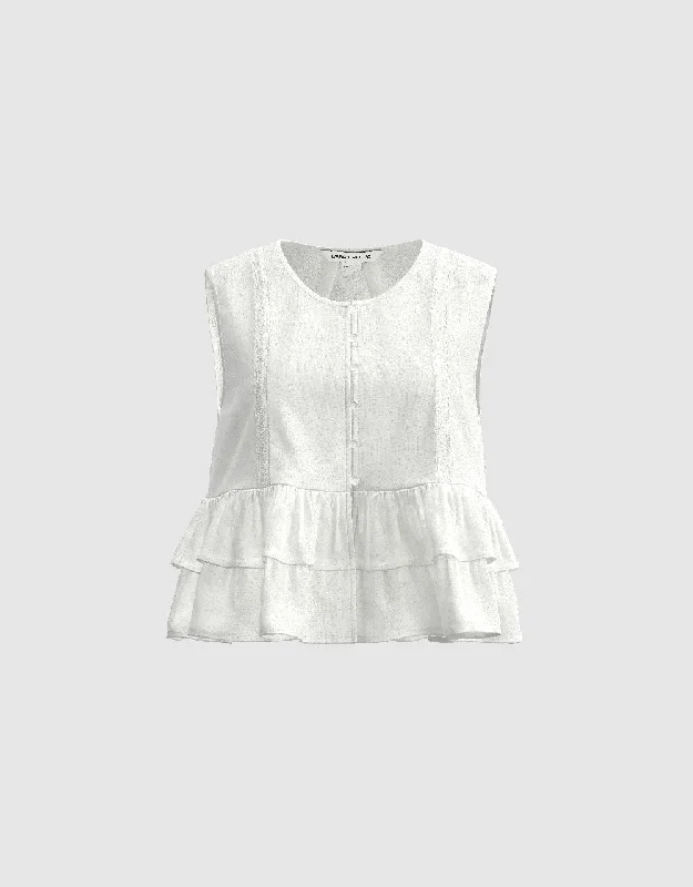 Sleeveless U Neck Blouse Loose Fit Blouse