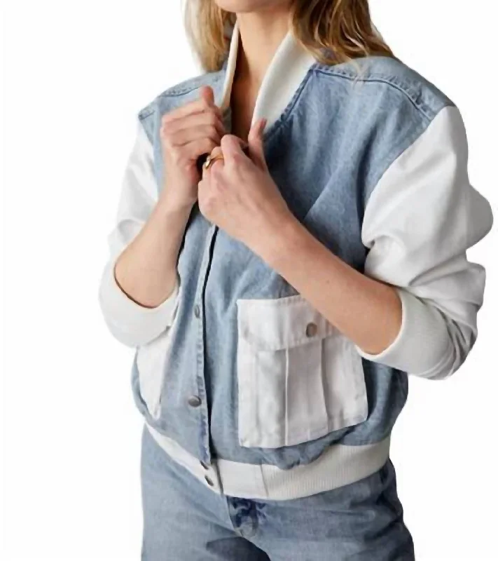 Admiral Mixed Media Bomber Jacket In Light Stone Rayon Fabric Velvet Fabric Corduroy Fabric Admiral Mixed Media Bomber Jacket In Light Stone Rayon Fabric Velvet Fabric Corduroy Fabric