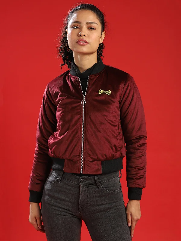 Campus Sutra Women Solid Stylish Casual Jacket Knit Fabric Woven Fabric Fleece Fabric