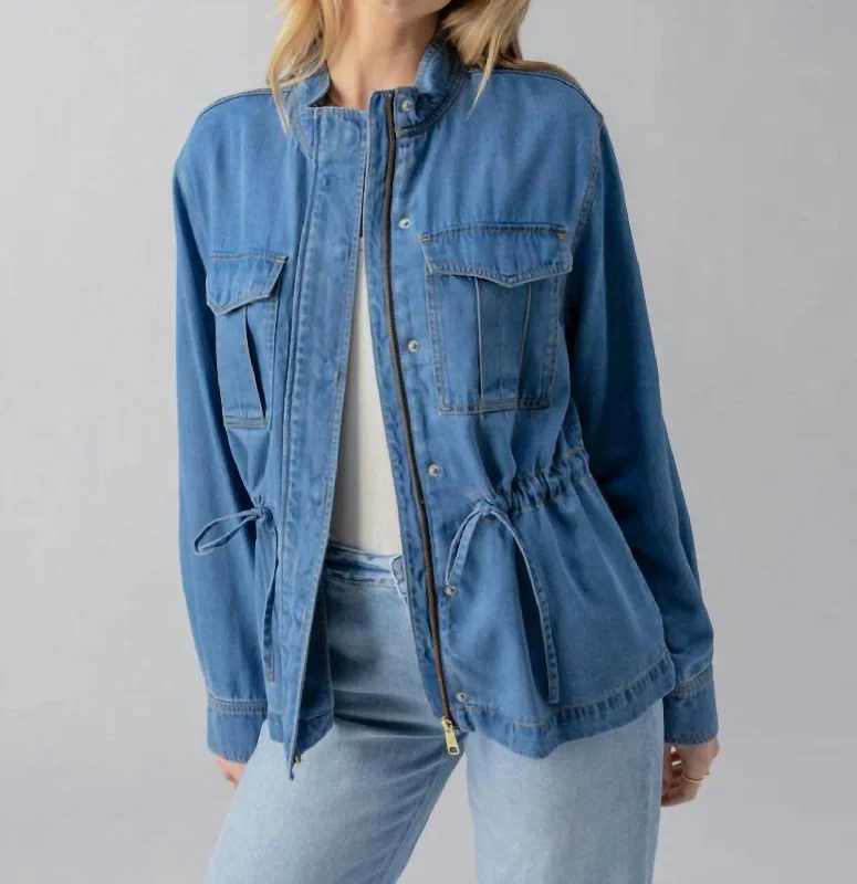 Cinched Surplus Jacket In Sun Drenched Fleece Nylon Spandex