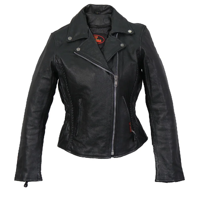 Hot Leathers JKL1009 Ladies Braided Motorcycle Leather Jacket Modern Contemporary Chic Hot Leathers JKL1009 Ladies Braided Motorcycle Leather Jacket Modern Contemporary Chic