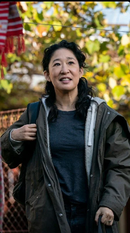 Killing Eve Polastri Brown Cotton Jacket Plaid T-Shirt Polka Dot Checkered