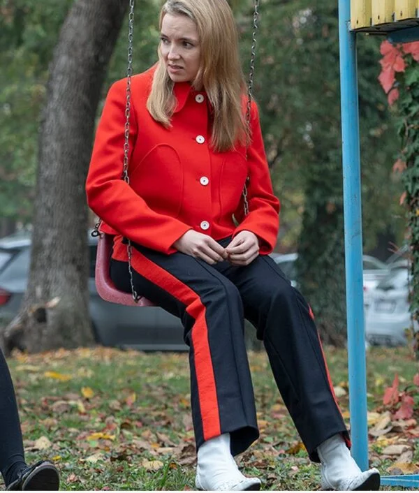 Killing Eve Season 3 Villanelle Wool-Blend Red Jacket Mesh Fabric Canvas Fabric Denim Fabric Killing Eve Season 3 Villanelle Wool-Blend Red Jacket Mesh Fabric Canvas Fabric Denim Fabric