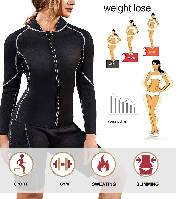 Nebility Women Waist Trainer Jacket Hot Sweat Shirt Weight Loss Sauna Suit Workout Body Shaper Neoprene Top Long Sleeve Terry Blend Velvet Blend Canvas Blend Nebility Women Waist Trainer Jacket Hot Sweat Shirt Weight Loss Sauna Suit Workout Body Shaper Neoprene Top Long Sleeve Terry Blend Velvet Blend Canvas Blend