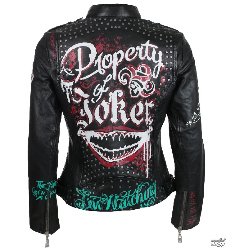 Property Of Joker Suicide Squad Women Jacket Notch Collar Peter Pan Collar Cowl Neck Property Of Joker Suicide Squad Women Jacket Notch Collar Peter Pan Collar Cowl Neck