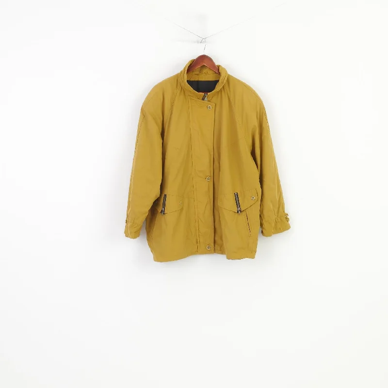 Rose Women 48 XXL Jacket Yellow Cotton Blend Zip Up Shoulder Pads Retro Vintage Outwear Top Real Fur Shearling Chenille Rose Women 48 XXL Jacket Yellow Cotton Blend Zip Up Shoulder Pads Retro Vintage Outwear Top Real Fur Shearling Chenille