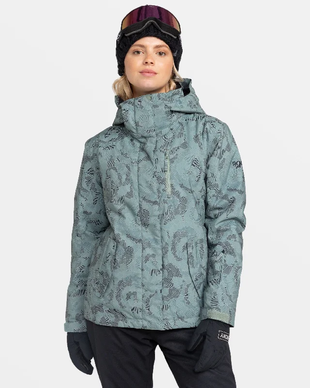 Roxy Jetty Snow Jacket - Lily Pad Sketch Book Terry Blend Velvet Blend Canvas Blend