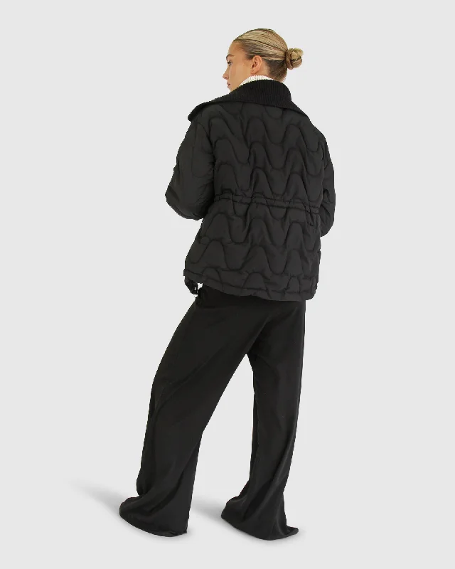 See You Again Quilted Jacket Houndstooth Herringbone Solid