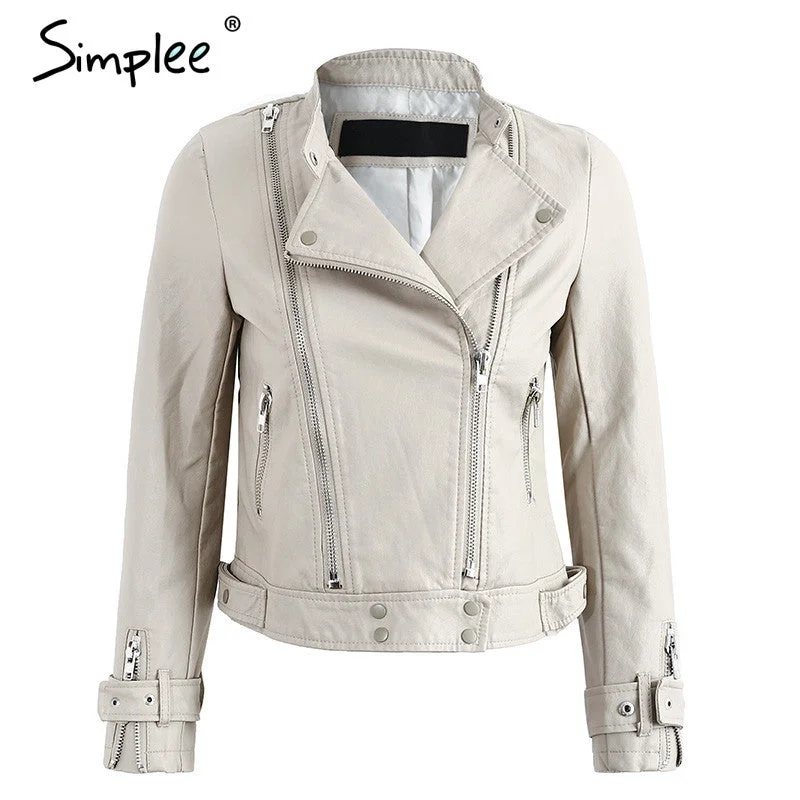 Simplee Zipper PU leather coat jacket women Short white moto jacket zipper 2017 Classic basic winter jacket women outwear coat Terry Blend Velvet Blend Canvas Blend Simplee Zipper PU leather coat jacket women Short white moto jacket zipper 2017 Classic basic winter jacket women outwear coat Terry Blend Velvet Blend Canvas Blend