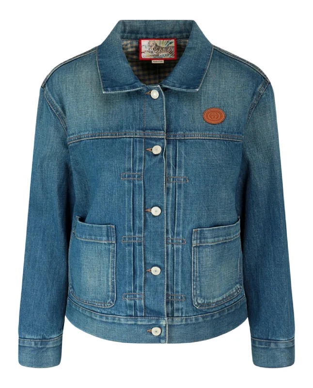 Tiger Denim Jacket With Embroidery Chenille Blend Fleece Blend Nylon Blend