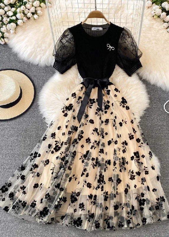 Bohemian Apricot O-Neck Embroideried Bow Tie Waist Knit Patchwork Tulle Maxi Dress Short Sleeve Trendy Short Sleeve Maxi Dress Bohemian Apricot O-Neck Embroideried Bow Tie Waist Knit Patchwork Tulle Maxi Dress Short Sleeve Trendy Short Sleeve Maxi Dress