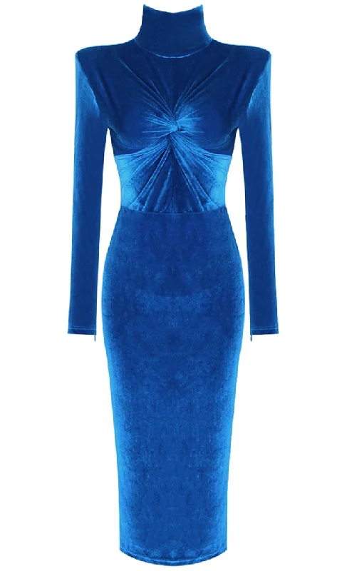 In Control <br><span>Royal Blue Velvet Long Sleeve Mock Neck Twist Knot Bodycon Maxi Dress</span> Fashionable High-Low Maxi Dress In Control <br><span>Royal Blue Velvet Long Sleeve Mock Neck Twist Knot Bodycon Maxi Dress</span> Fashionable High-Low Maxi Dress