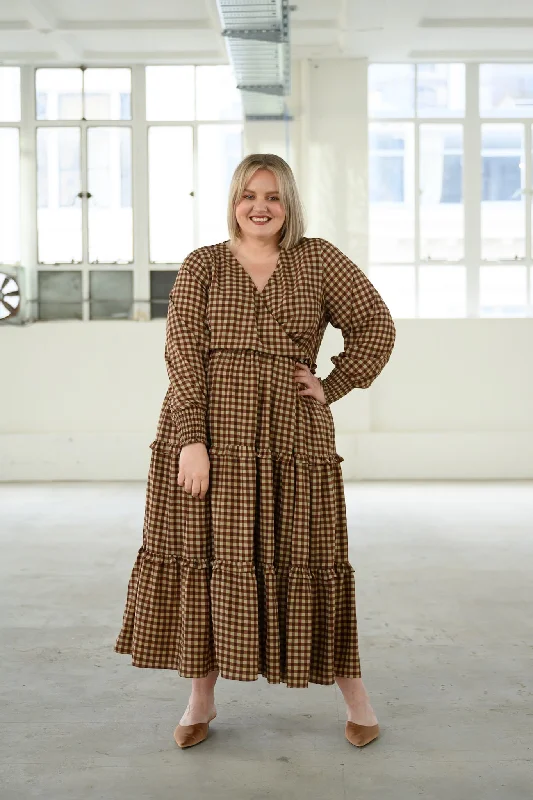 Emily Maxi Dress - Gingham Casual Maxi Dress with Pockets