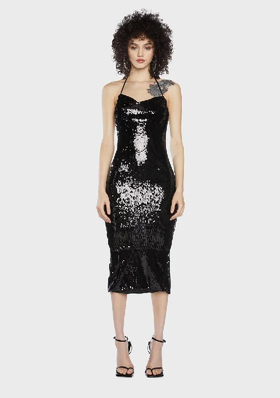 Speakeasy Romance Sequin Maxi Dress Cozy Maxi Dress with Slit