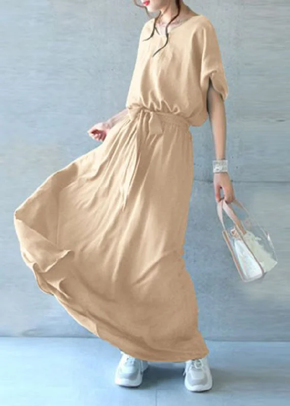 Unique Light Yellow V Neck Exra Large Hem Cotton Maxi Dresses Summer Fashionable Faux Wrap Maxi Dress Unique Light Yellow V Neck Exra Large Hem Cotton Maxi Dresses Summer Fashionable Faux Wrap Maxi Dress