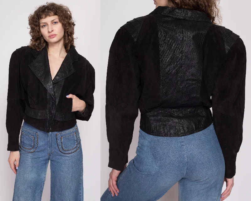 80s Black Leather Cropped Moto Jacket - Medium Insulated Jacket Fitted Jacket Loose Jacket 80s Black Leather Cropped Moto Jacket - Medium Insulated Jacket Fitted Jacket Loose Jacket