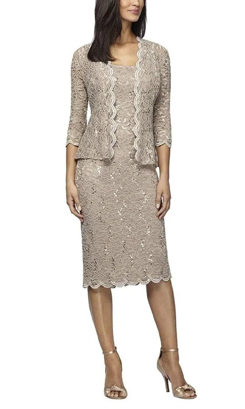 Alex Evenings - 112264 Two-Piece Allover Lace Jacket Dress A-Line Jacket Boat Neck Shawl Collar Alex Evenings - 112264 Two-Piece Allover Lace Jacket Dress A-Line Jacket Boat Neck Shawl Collar