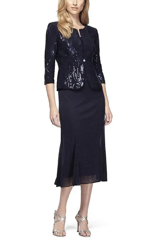 Alex Evenings - 196267 Chiffon Dress with Sequin Embellished Jacket Snapped Jacket Toggled Jacket Drawstring Jacket Alex Evenings - 196267 Chiffon Dress with Sequin Embellished Jacket Snapped Jacket Toggled Jacket Drawstring Jacket