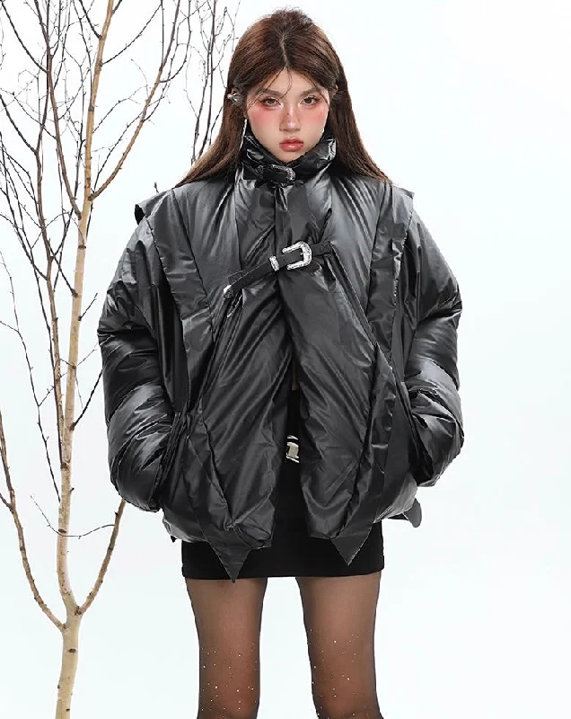 Ashlynn Windproof Solid Color Black Belt Buckle Long Sleeve Puff Jacket Rayon Fabric Velvet Fabric Corduroy Fabric Ashlynn Windproof Solid Color Black Belt Buckle Long Sleeve Puff Jacket Rayon Fabric Velvet Fabric Corduroy Fabric