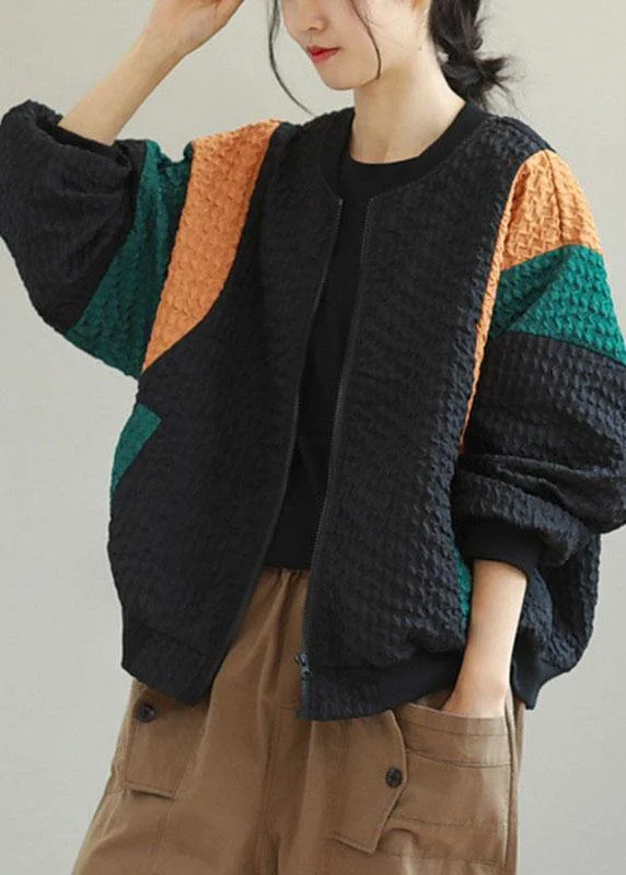 Boho Black Loose zippered Pockets Fall Jackets Tailored Jacket Straight Jacket A-Line Jacket Boho Black Loose zippered Pockets Fall Jackets Tailored Jacket Straight Jacket A-Line Jacket