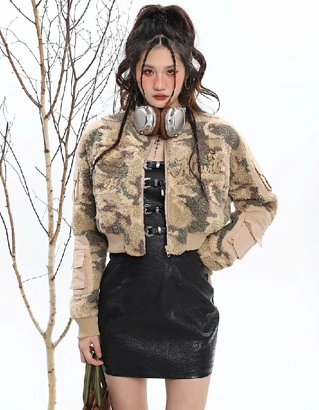 Celia Camouflage Fleece Long Sleeve Cropped Jacket Striped Jacket Polka Dot Jacket Floral Jacket Celia Camouflage Fleece Long Sleeve Cropped Jacket Striped Jacket Polka Dot Jacket Floral Jacket