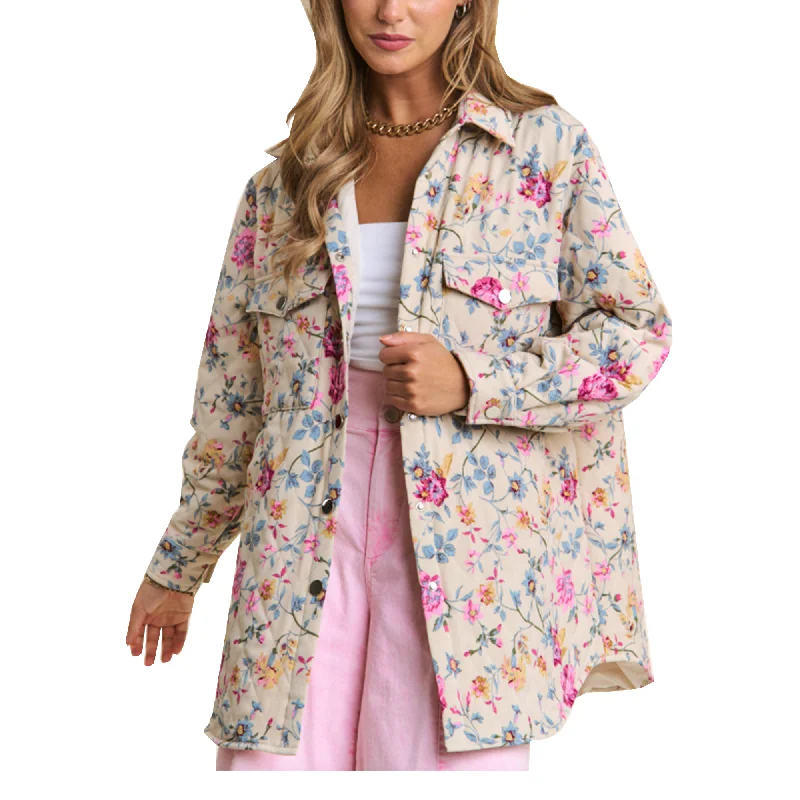Floral Quilt Stitch Oversized Button Down Jacket One-Shoulder Jacket Off-the-Shoulder Jacket Asymmetrical Jacket Floral Quilt Stitch Oversized Button Down Jacket One-Shoulder Jacket Off-the-Shoulder Jacket Asymmetrical Jacket