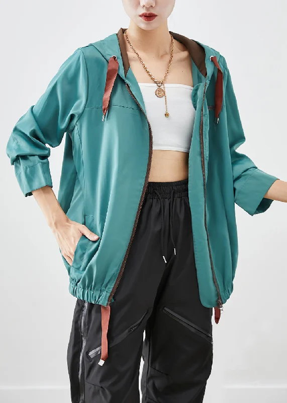 French Green Hooded Drawstring Cotton Jackets Fall Satin Fabric Silk Fabric Chiffon Fabric French Green Hooded Drawstring Cotton Jackets Fall Satin Fabric Silk Fabric Chiffon Fabric