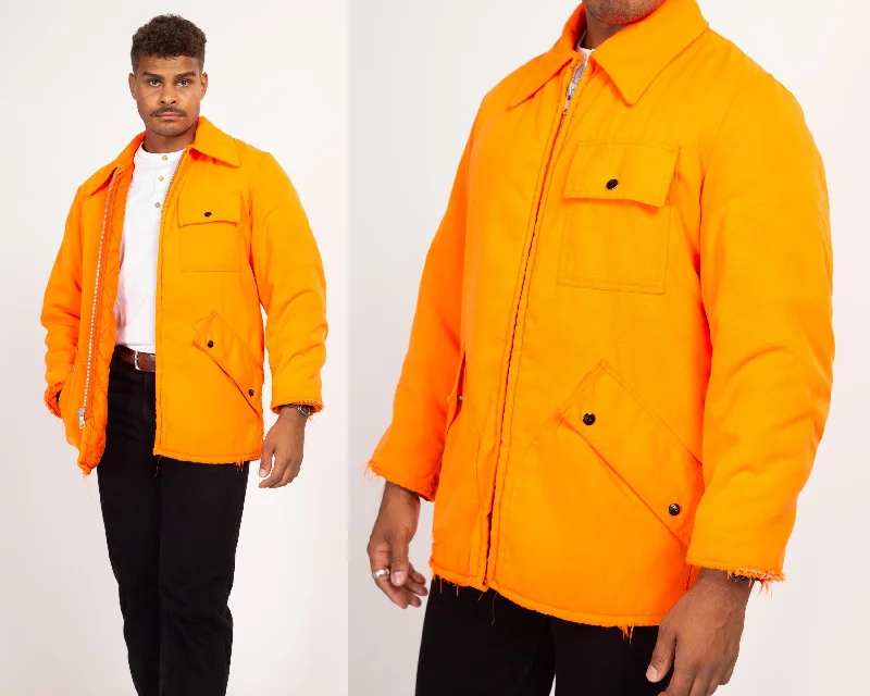 Medium 70s Neon Orange Quilt Lined Hunting Jacket Snapped Jacket Toggled Jacket Drawstring Jacket Medium 70s Neon Orange Quilt Lined Hunting Jacket Snapped Jacket Toggled Jacket Drawstring Jacket