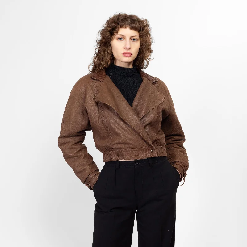 Medium 80s Brown Leather Cropped Bomber Jacket Corduroy Jacket Velvet Jacket Brocade Jacket Medium 80s Brown Leather Cropped Bomber Jacket Corduroy Jacket Velvet Jacket Brocade Jacket