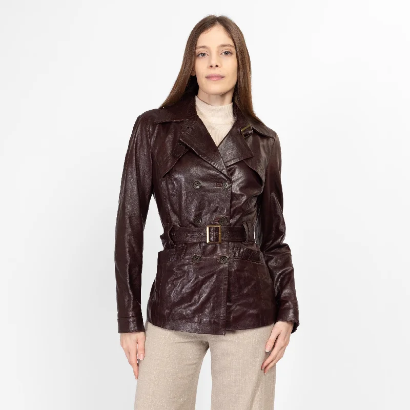 Small 70s Dark Brown Leather Belted Jacket Stand-Up Collar Roll-Neck Collar Turtle Neck Small 70s Dark Brown Leather Belted Jacket Stand-Up Collar Roll-Neck Collar Turtle Neck