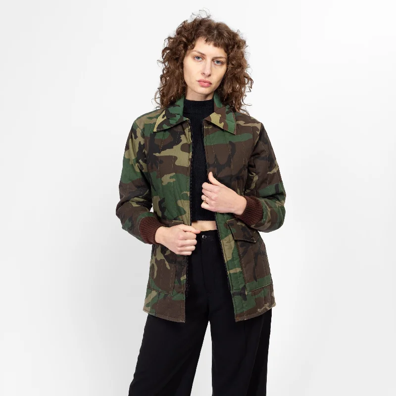 Small 70s 80s Quilted Camo Winter Jacket Unisex Print Jacket Jacquard Jacket Embroidered Jacket Small 70s 80s Quilted Camo Winter Jacket Unisex Print Jacket Jacquard Jacket Embroidered Jacket