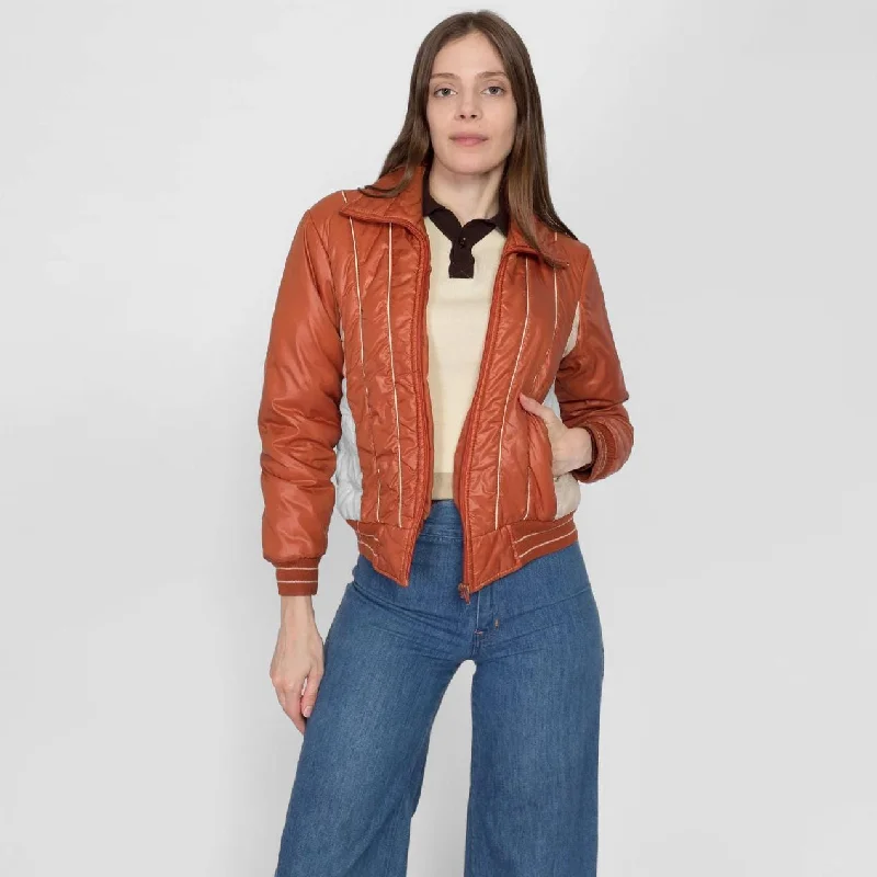 Small 70s Burnt Orange Color Block Ski Jacket Cotton Jacket Linen Jacket Terry Jacket Small 70s Burnt Orange Color Block Ski Jacket Cotton Jacket Linen Jacket Terry Jacket