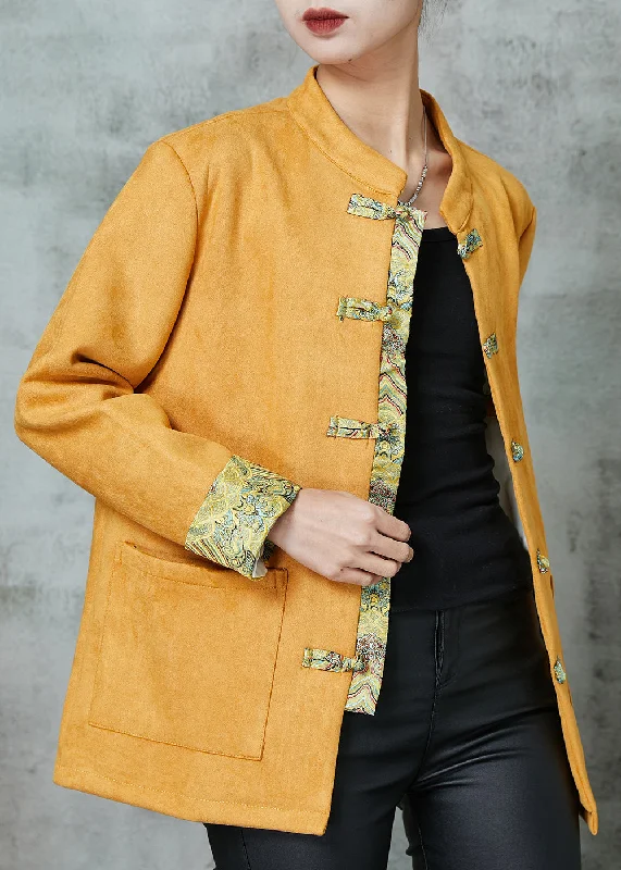 Unique Yellow Pockets Faux Suede Chinese Style Jackets Spring Plaid Jacket Tartan Jacket Houndstooth Jacket Unique Yellow Pockets Faux Suede Chinese Style Jackets Spring Plaid Jacket Tartan Jacket Houndstooth Jacket