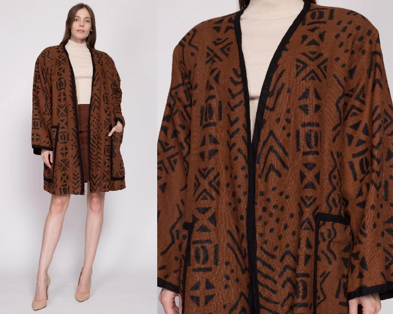 80s Boho Brown Linen Open Fit Jacket - One Size Embroidered Jacket Appliqued Jacket Beaded Jacket 80s Boho Brown Linen Open Fit Jacket - One Size Embroidered Jacket Appliqued Jacket Beaded Jacket