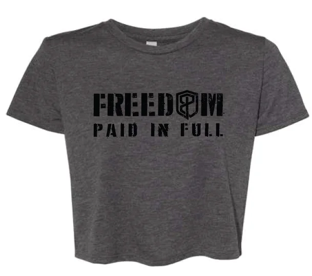 Freedom Paid in Full Crop Tee (Dark Heather Grey)